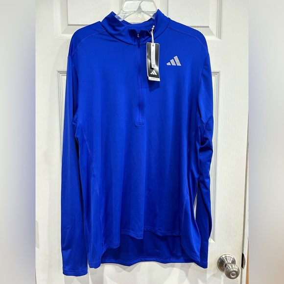 Adidas Men's L Large Own the Run Half 1/2 Zip Jacket Performance Blue NWT - Picture 1 of 14